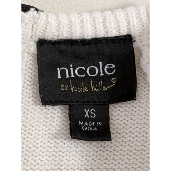 Nicole By Nicole Miller Sweater Womens XS White Zip Back Cotton Blend Casual - Picture 3 of 6
